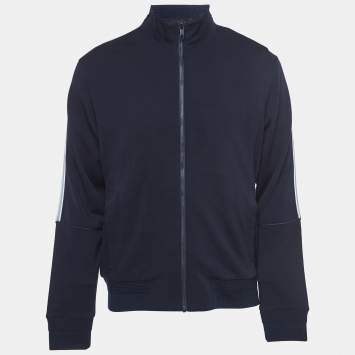 Pre Owned Z Zegna Techmerino Navy Blue Wool Zip Front Jacket L