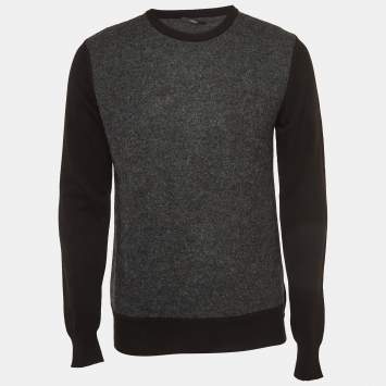 Pre Owned Z Zegna Black/Grey Knit Crew Neck Sweatshirt XL