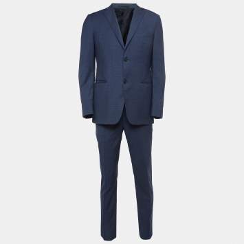 Pre Owned Z Zegna Navy Blue Wool Single Breasted Suit L