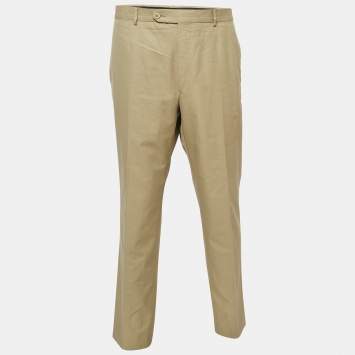Pre Owned Zegna Su Misura Light Brown Cotton Trousers XXL