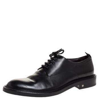 Pre Owned Z Zegna Black Leather Lace Up Derby Size 42.5