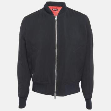 Pre Owned Zadig & Voltaire Black Wool Blend Zip Front Jacket L
