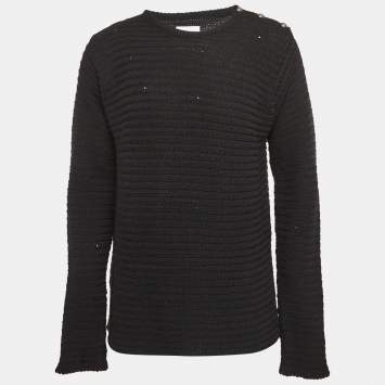 Pre Owned Zadig & Voltaire Black Distressed Knit Wool Blend Jeremy Raye Sweater L