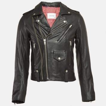 Pre Owned Zadig & Voltaire Black Leather Louis Biker Jacket M