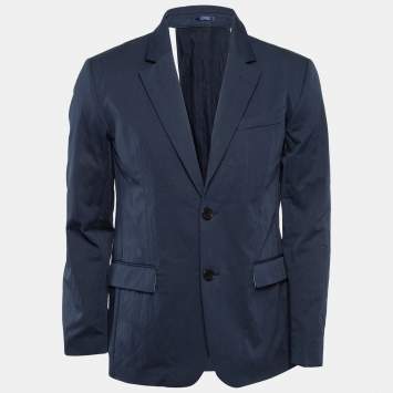 Pre Owned Zadig & Voltaire Navy Blue Cotton Blend Single Breasted Venice Blazer M