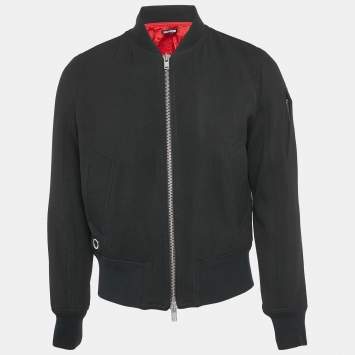 Pre Owned Zadig & Voltaire Black Gabardine Wool Blend Zip-Up Bradley Jacket S