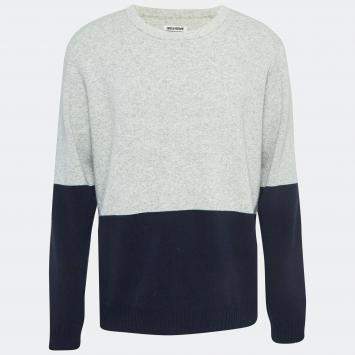 Pre Owned Zadig & Voltaire Grey/Navy Blue Wool Crew Neck Rod Jumper M