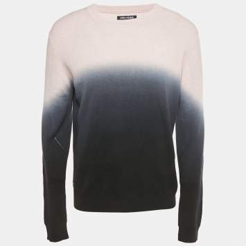 Pre Owned Zadig & Voltaire Pink/Black Ombre Cotton Knit Kennedy Sweater L