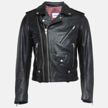 Pre Owned Zadig & Voltaire Black Leather Louis Biker Jacket L