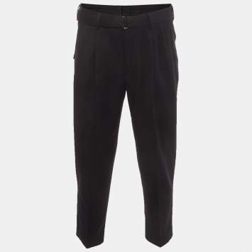 Pre Owned Zegna Navy Blue Wool Pleated Trouser S