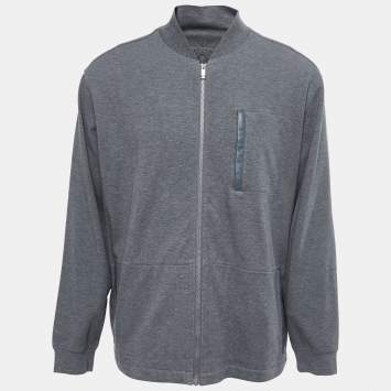 Pre Owned Zegna Sport Grey Cotton Zip-Up Jacket 2XL