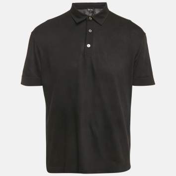 Pre Owned Zegna Black Jersey Polo T-Shirt L