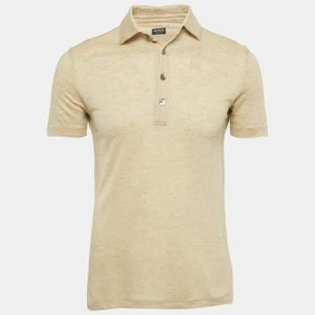 Pre Owned Zegna Yellow Jersey Polo T-Shirt M