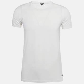 Pre Owned Zegna White Jersey Crewneck T-Shirt L