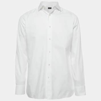 Pre Owned Zegna Trofeo White Cotton Long Sleeve Shirt L