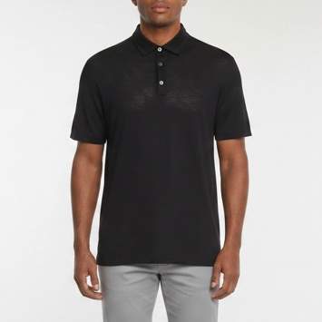 مملوكة مسبقًا Zegna Black Wool Short Sleeve Polo T-Shirt XL