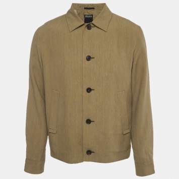 Pre Owned Zegna Beige Linen Long Sleeve Jacket XS 