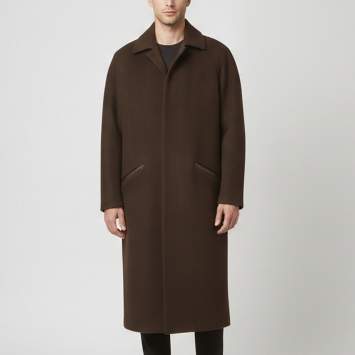 مملوكة مسبقًا Zegna Brown Cashmere Blend Leather Trim Layered Coat M