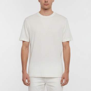 Pre Owned Zegna White Linen Jersey Crewneck T-Shirt L