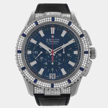 Pre Owned Zenith El Primero 16.2063.405 Automatic Blue Diamond Stainless Steel Men's Wristwatch 45 mm