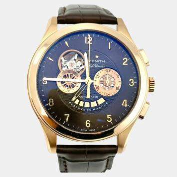 Pre Owned Zenith El Primero Chronograph 18.0520.4021 Automatic 18K Rose Gold Men's Wristwatch 44 mm