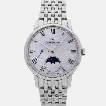 Pre Owned Zenith Elite Ultra Think Lady Moonphase 03.2320.692/81.M232 White Stainless Steel, Mother of Pearl Automatic Men's Watches 36mm