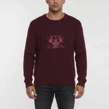 Pre Owned Zilli Burgundy Logo Embroidered Cashmere Knit Sweater XXL