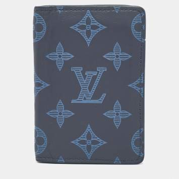 Louis Vuitton Navy Blue Monogram Shadow Leather Pocket Organizer