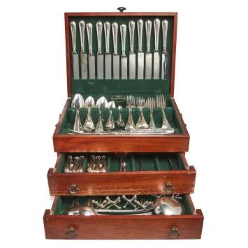Pre Owned Christofle Fidelio Silver Plated Flatware 130 Pieces Dinner Set