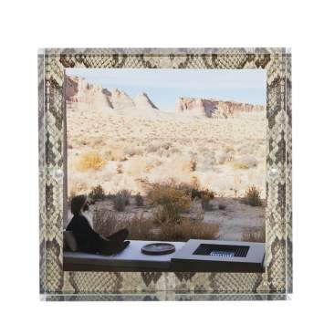 Pre Owned Alexandra von Furstenberg Snakeskin Print Snap Picture Frame 5"x5"