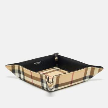 Pre Owned Burberry Beige Nova Check Coated Canvas Catchall Tray