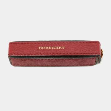 Pre Owned Burberry Red Leather Case & Dice Set