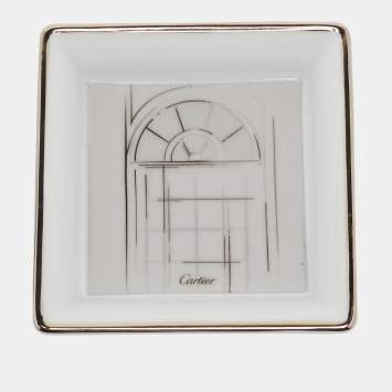 Cartier Porcelain Platinum Finish Window Print Mini Ashtray