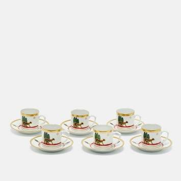 Pre Owned Cartier La Maison de Louis Cartier Limoges Tea Cup and Saucer Set of 6