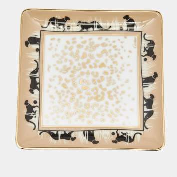 Pre Owned Cartier Savannah Panthere Porcelain Change Tray