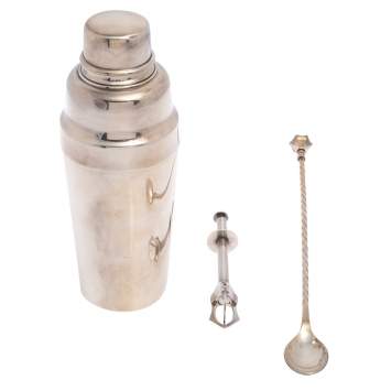 Pre Owned Christofle Vintage Silver Plate Cocktail Shaker Set 