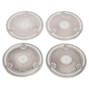 Pre Owned Christofle Silver Plate Celtic Knot Coasters Set