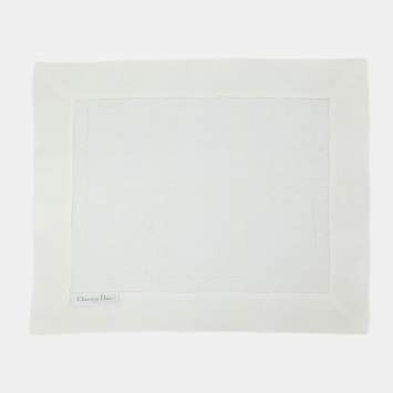 Pre Owned Dior White Linen Cannage Napkins Set 16