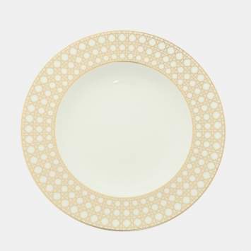 مملوكة مسبقًا Dior Porcelain White/Silver Cannage Montaigne Soup Plate Set 16