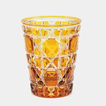 Pre Owned Dior Crystal Amber Colored Stripes Water Glass Sets 16