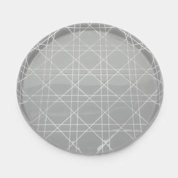 Pre Owned Dior Resin Grey Cannage Round Tray