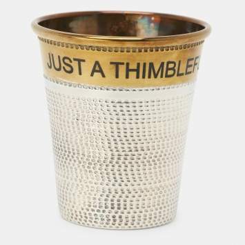 Pre Owned Dior Two Tone Textured Metal Just a Thimbleful Glass