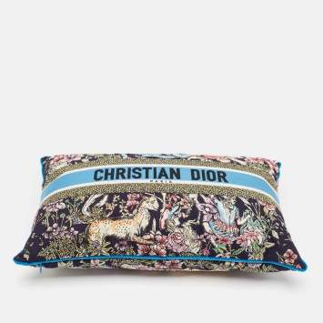 Pre Owned  Dior Blue Embroidered Cotton Blend D-Constellation Rectangular Pillow