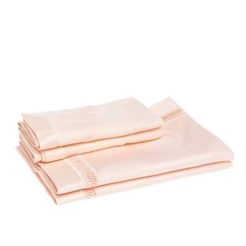 Pre Owned Gianni Versace Vintage Salmon Pink Medusa Pattern Placemat & Napkin Set