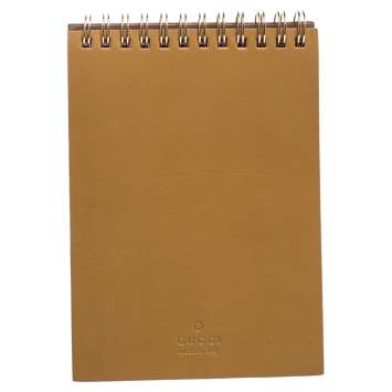 Pre Owned Gucci Light Brown Leather Ring Notebook