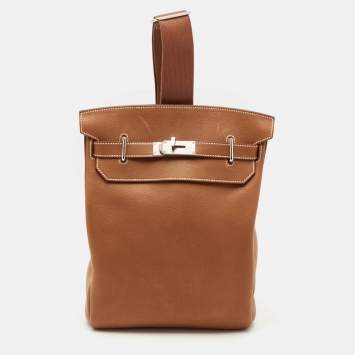 Hermès Fauve Barenia Faubourg Leather Palladium Finish Hac A Dos GM Backpack