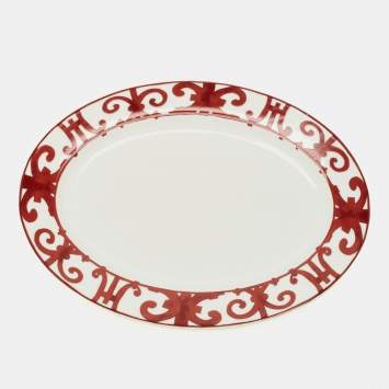 Pre Owned Hermes Balcon du Guadalquivir Porcelain Oval Platter