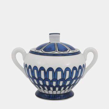Pre Owned Hermes Sugar Pot White/Blue Porcelain