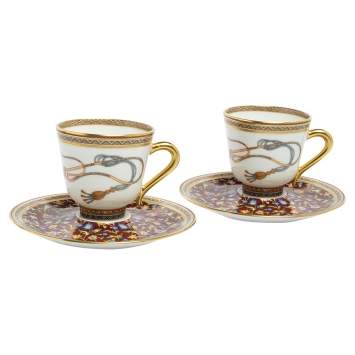 Pre Owned Hermes Cheval d' Orient Coffee Cup and Saucer Set
