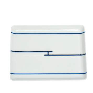 Pre Owned Hermes White & Blue Rythme Porcelain Tray